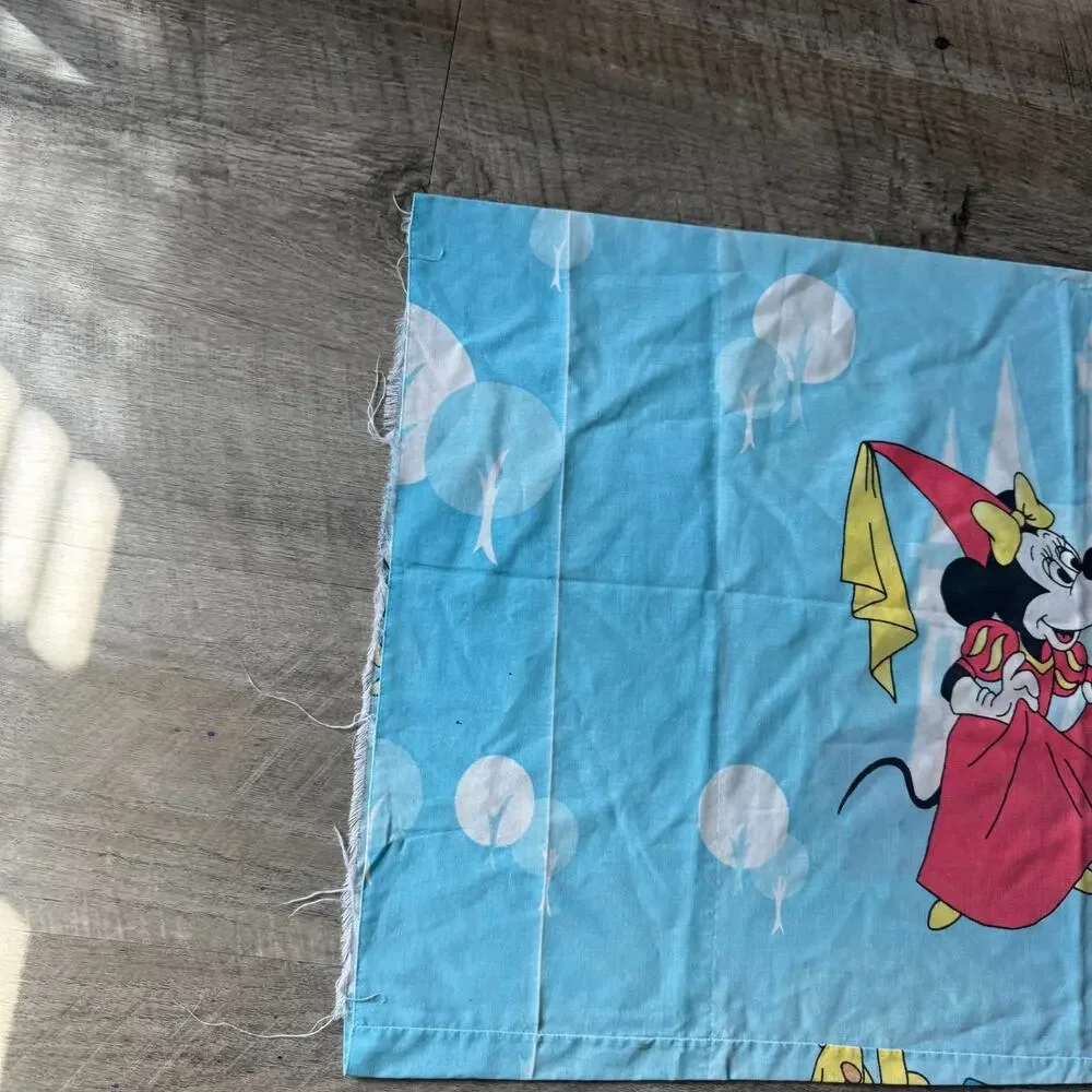Vintage Disney 70s Mickey Mouse Frontierland Blue Pillowcase Knight Princess